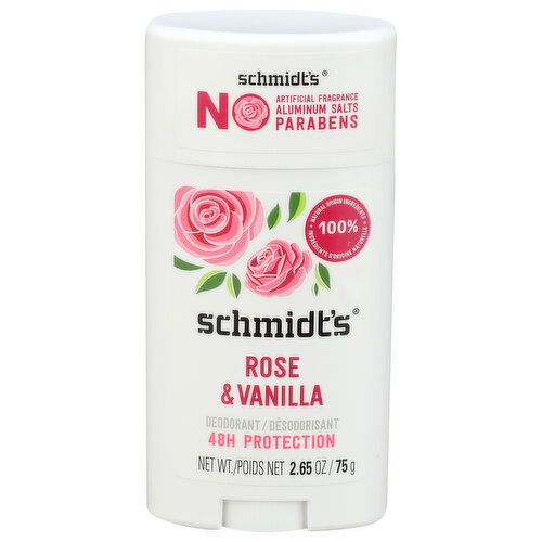 SCHMIDT's Rose + Vanilla Deodorant - 2.65 Ounce
