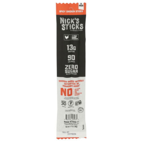 NICK's Sticks Spicy Chicken Snack Free Range - 0.85 Ounce - 2 Count Image 1 of 4