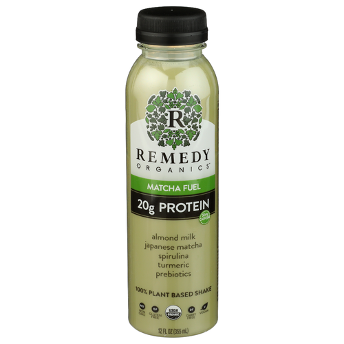 REMEDY ORGANICS Matcha Fuel Protein Shake Oxidants Is 100% Plant-Based And Made With Almonds For Heart Health, Antioxidants, Maca Energy, Spirulina Immune Support, Turmeric Inflammation Prebiotics Gut Muscle Recovery. Contains Of Fat, Sugar, Zero Cholesterol. Usda Organic, Non-Gmo, Dairy-Free, Gluten-Free, Soy-Free, Vegan - 12 Fluid Ounce