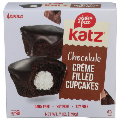 Katz Heavenly Cupcakes Chocolate Filled Creme - 1.75 Ounce - 4 Count