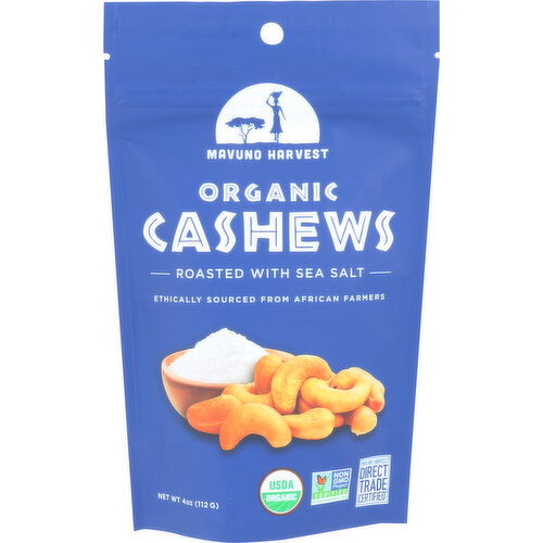 Mavuno Harvest Roasted Cashews With Sea Salt - 4 Ounce