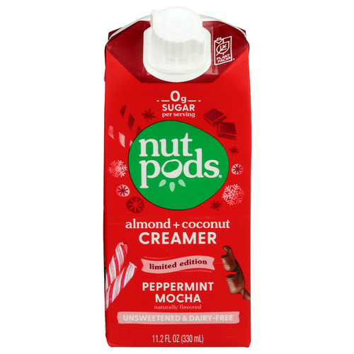 Nutpods Peppermint Mocha Almond Coconut Creamer Shelf Stable Unsweetened - 11.2 Fluid Ounce