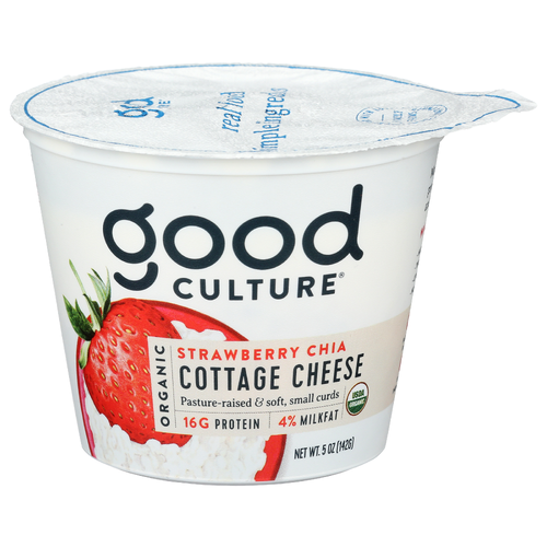 GOOD CULTURE Organic Cottage Cheese Cream Strawberry Chia - 5 Ounce