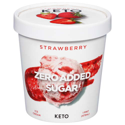 Keto Zero Added Sugar Strawberry Ice Cream - 473 ml Image 1 of 4