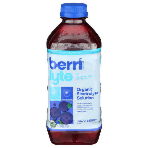 BERRI LYTE Acai Berry Plant Based, Electrolyte Solution Organic - 33.8 Fluid Ounce