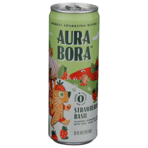 AURA BORA Strawberry Sparkling Basil 6 - 12 Fluid Ounce