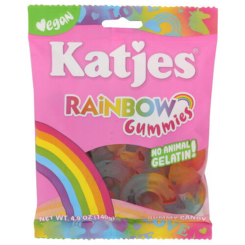 KATJES Peach, Lemon, Orange, Strawberry, Raspberry With Cherry Foaam Vegan Rainbow Gummies - 4.9 Ounce