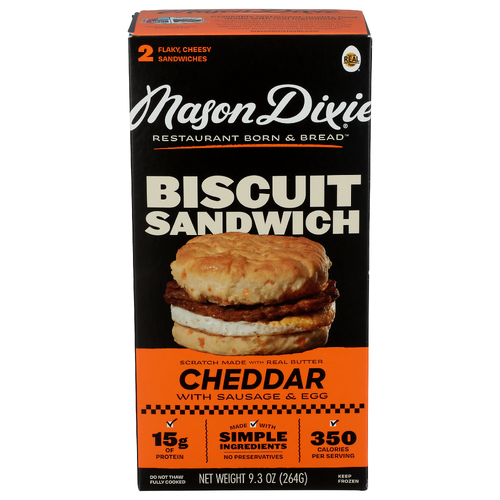 Mason Dixie Sausage Egg & Cheddar Cheese Biscuit Sandwich - 4.65 Ounce - 2 Count Image 1 of 4