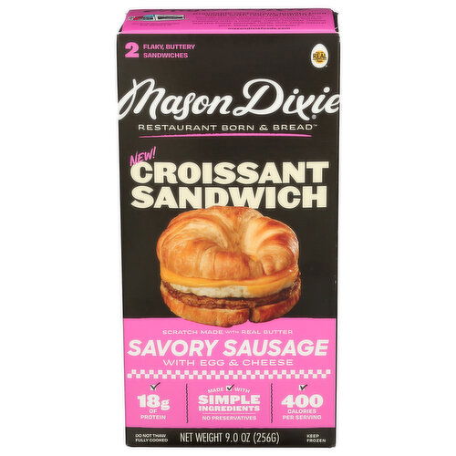 Mason Dixie Savory Sausage Croissant Sandwich With Sausage, Egg, & Cheese - 4.5 Ounce - 2 Count Image 1 of 4