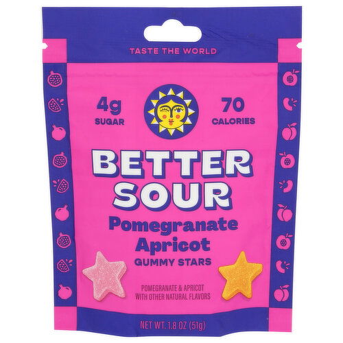 Better Sour Apricot, Pomegranate Gummy Candy - 1.8 Ounce
