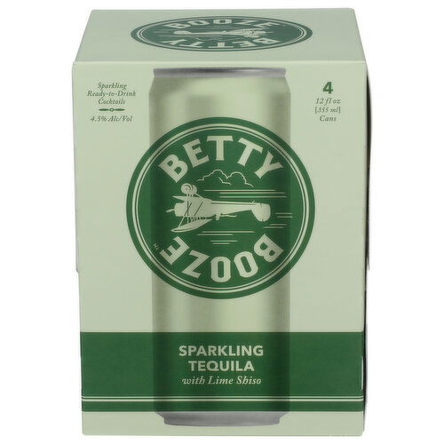 Betty Buzz Booze Sparkling Tequila With Lime Shiso - 355 ml - 4 Count