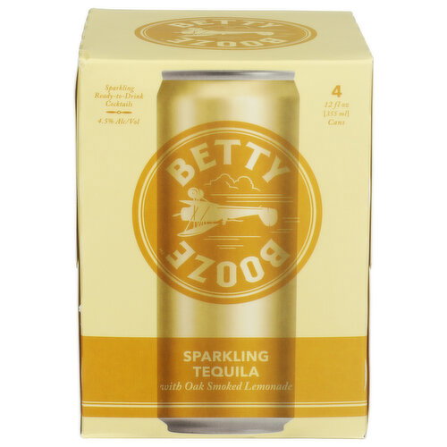 Betty Buzz Booze Sparkling Tequila With Oak Smoked Lemonade - 355 ml - 4 Count
