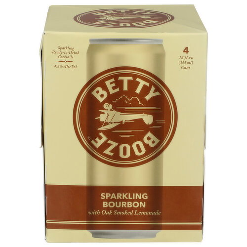 Betty Buzz Booze Sparkling Bourbon With Oak Smoked Lemonade - 355 ml - 4 Count