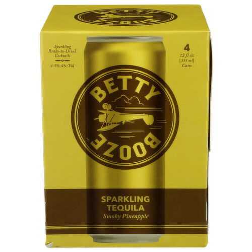 Betty Buzz Booze Sparkling Tequila With Smoky Pineapple - 355 ml - 4 Count