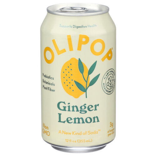 OLIPOP Ginger Lemon a New Kind Of Soda Sparkling Tonic - 12 Fluid Ounce