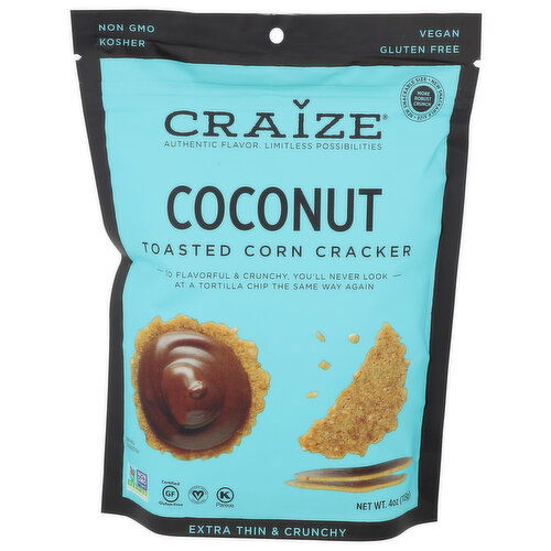 Craize Coconut Toasted Corn Crackers - 4 Ounce