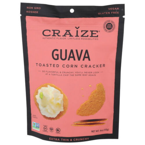 Craize Guava Toasted Corn Crackers - 4 Ounce