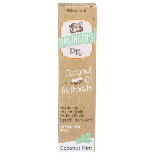 DR GINGER'S Oil Toothpaste Coconut Mint - 4 Ounce