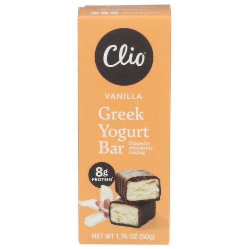 Clio Vanilla Dark Chocolate Covered Greek Yogurt Bar - 1.76 Ounce
