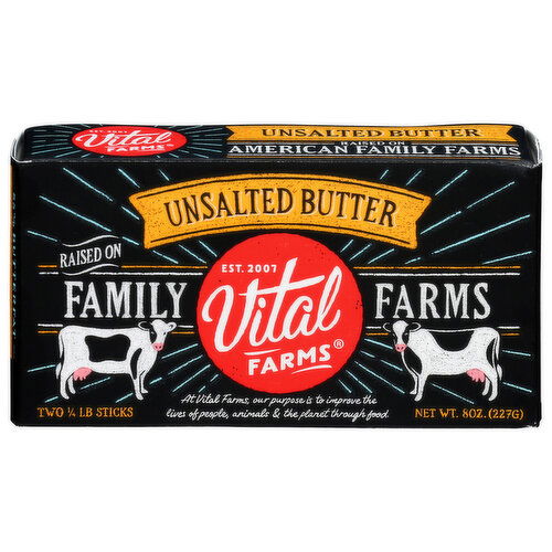 Vital Farms Unsalted Butter - 4 Ounce - 2 Count