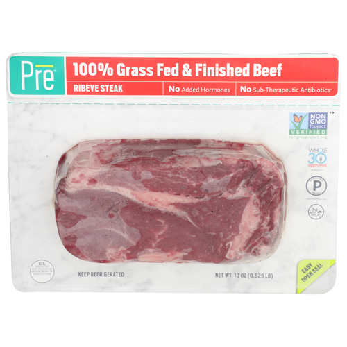 Pre 100% Grass Fed & Finished Beef Ribeye Steak - 10 Ounce