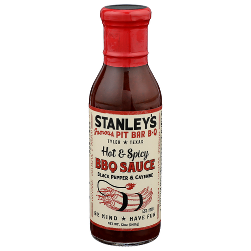 Stanley's Famous Pit Bar B-Q Black Pepper & Cayenne Hot & Spicy BBQ Sauce - 12 Ounce