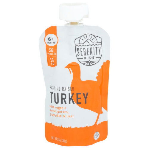 Serenity Kids Turkey Puree Pouch, Pasture Raised Pumpkin And With Organic Sweet Potato Beet - 3.5 Ounce