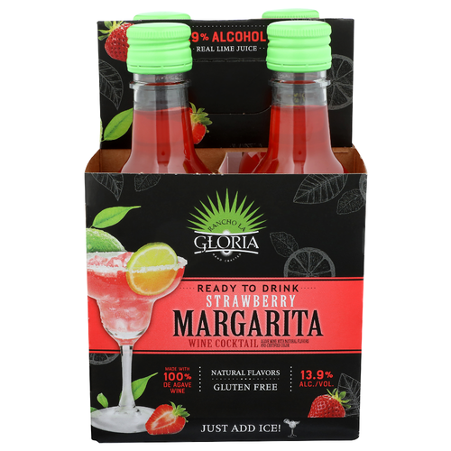 Rancho La Gloria Strawberry Margarita Wine Cocktail - 187 ml - 4 Count