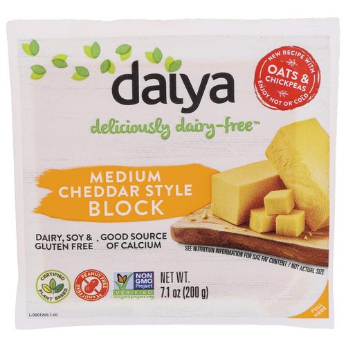 Daiya Cheese Alternatives Cheddar Block Cheeze Medium Style Vegan Dairy Free - 7.1 Ounce