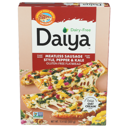 Daiya Foods Meatless Sausage, Pepper, Kale Frozen Pizza Italian Sausage Style Crumbles, Roasted Pepper & Kale Flatbread - 11.4 Ounce