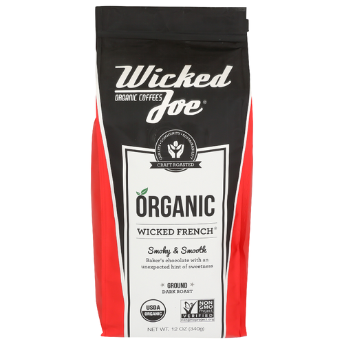 WICKED JOE ORGANIC COFFEES Dark Roast Ground Coffee French - 12 Ounce
