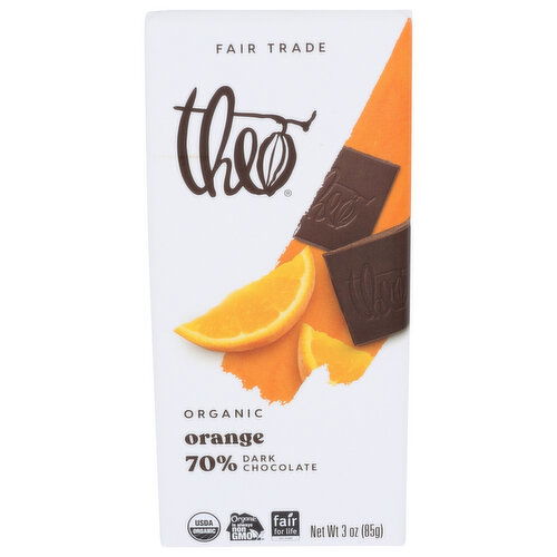 Theo Chocolate Bar Orange - 3 Ounce - 1 Count