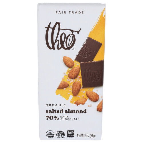 Theo Chocolate Bar Salted Almond - 3 Ounce - 1 Count