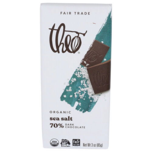 Theo Chocolate Bar Sea Salt - 3 Ounce