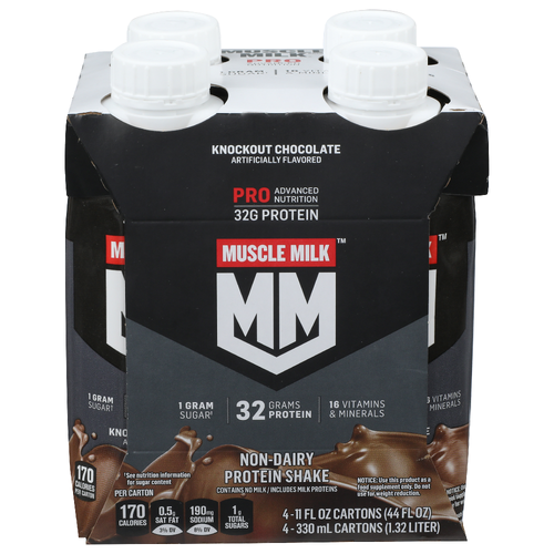 Muscle Milk Knockout Chocolate Non-Dairy Protein Shake - 11 Fluid Ounce - 4 Count
