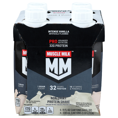 Muscle Milk Intense Vanilla Non-Dairy Protein Shake - 11 Fluid Ounce - 4 Count