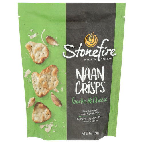 STONEFIRE Cheese Garlic Naan Crisps Grlc - 6 Ounce