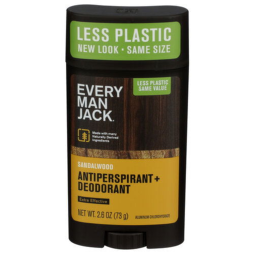 Every Man Jack Sandalwood Antiperspirant Deodorant - 2.6 Ounce