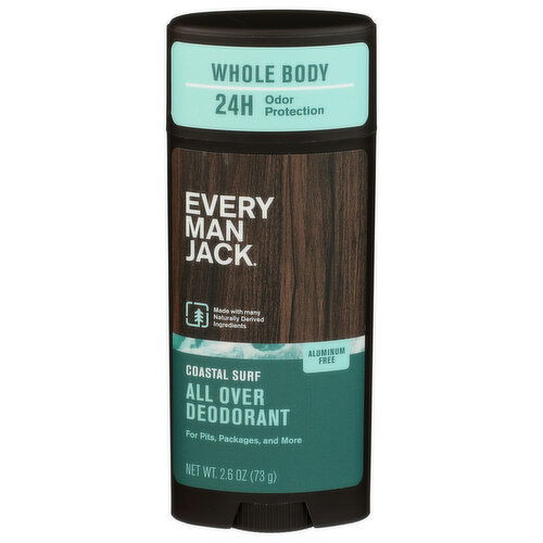 Every Man Jack Coastal Surf All Over Deodorant - 2.6 Ounce