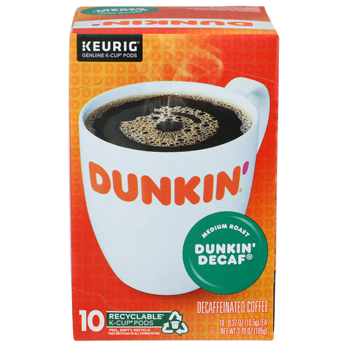 Dunkin' Medium Roast Decaffeinated Coffee - 0.37 Ounce - 10 Count