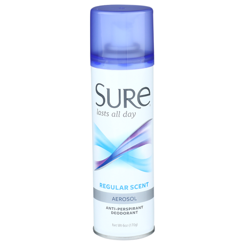 Sure Regular Scent Aerosol Anti-Perspirant Deodorant - 6 Ounce
