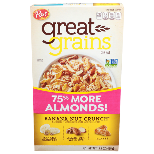 Post Great Grains Banana Nut Crunch Cereal - 15.5 Ounce