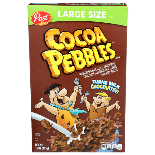Post Cocoa Pebbles Large Size Chocolate Flavored Rice Cereal - 15 Ounce
