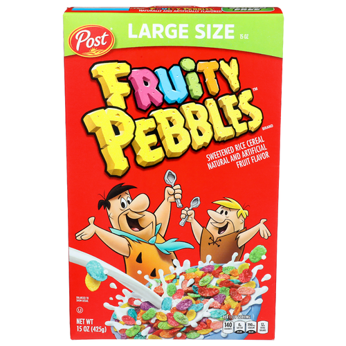 Post Fruity Pebbles Natural And Artificial Fruit Flavor Sweetened Rice Cereal - 15 Ounce