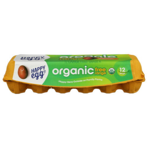 Happy Egg Organic Free Range Eggs Large Brown - 2 Ounce - 12 Count