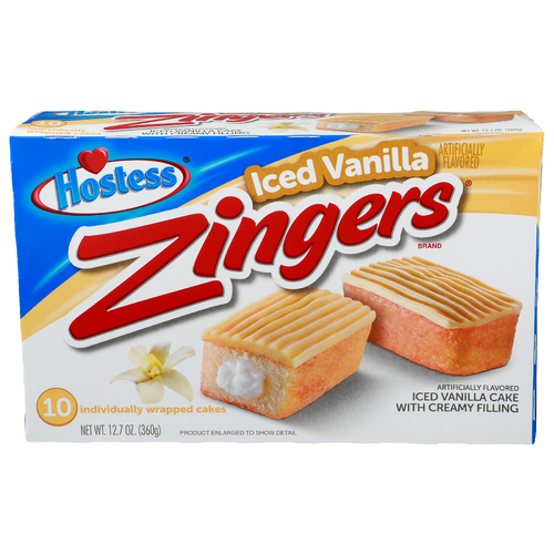Hostess Zingers Iced Vanilla Cake With Creamy Filling - 1.27 Ounce - 10 Count