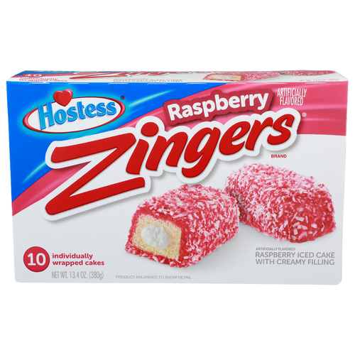 Hostess Zingers Raspberry Iced Cake With Creamy Filling - 1.34 Ounce - 10 Count