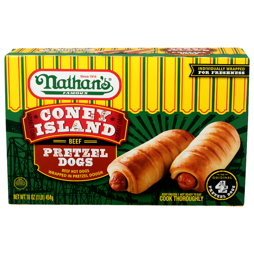 Nathan's Famous Beef Pretzel Dogs - 4 Ounce - 4 Count