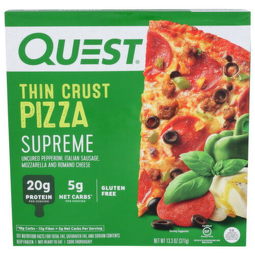 Quest Thin Crust Supreme Pizza - 13.3 Ounce