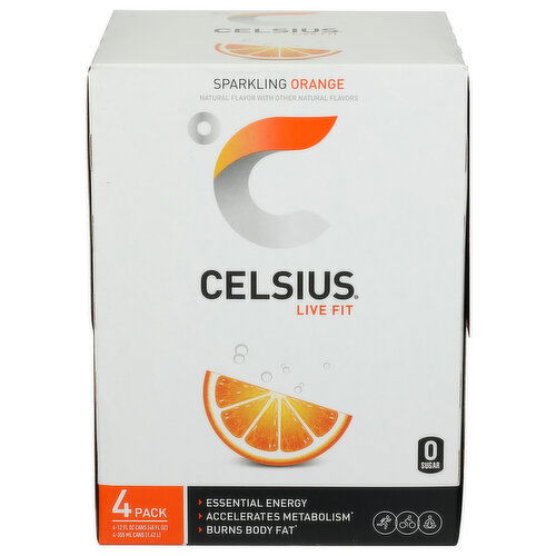 Celsius Originals Sparkling Orange Single Can - 12 Fluid Ounce - 4 Count